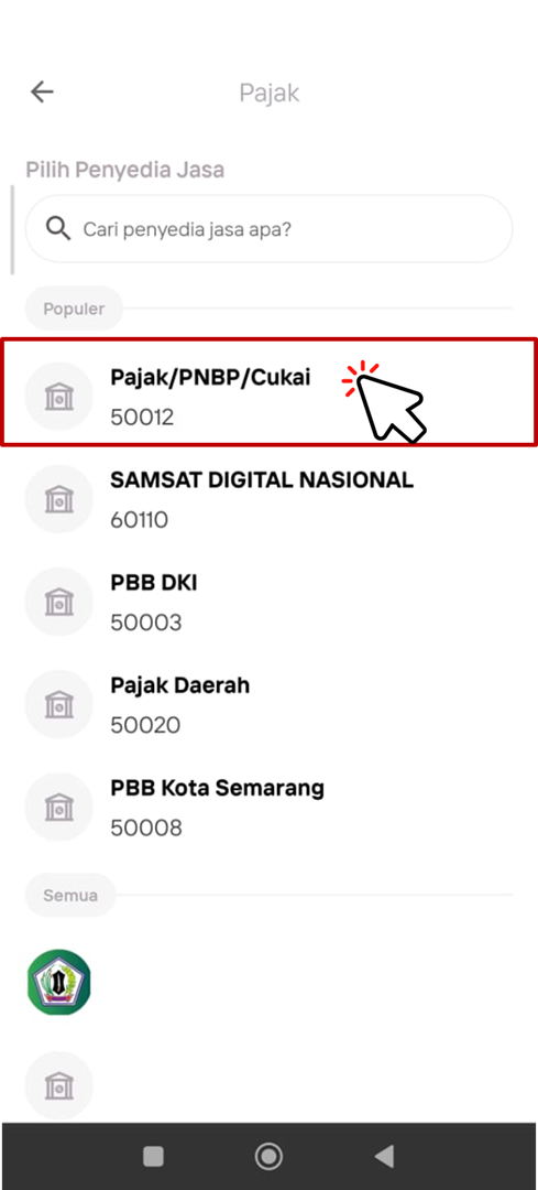Klik Pajak/PNBP/Cukai